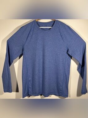Lululemon Men's Protean Long Sleeve Heathered Harbor Blue Size XL Stretch